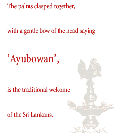 The palms clasped together, with a gentle bow of the head saying 'Ayubowan', is the traditional welcome of the Sri Lankans.